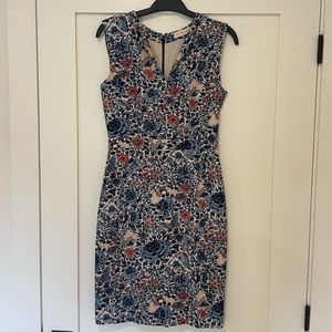 Tory Burch - navy/cream/pink patterned dress - size 0